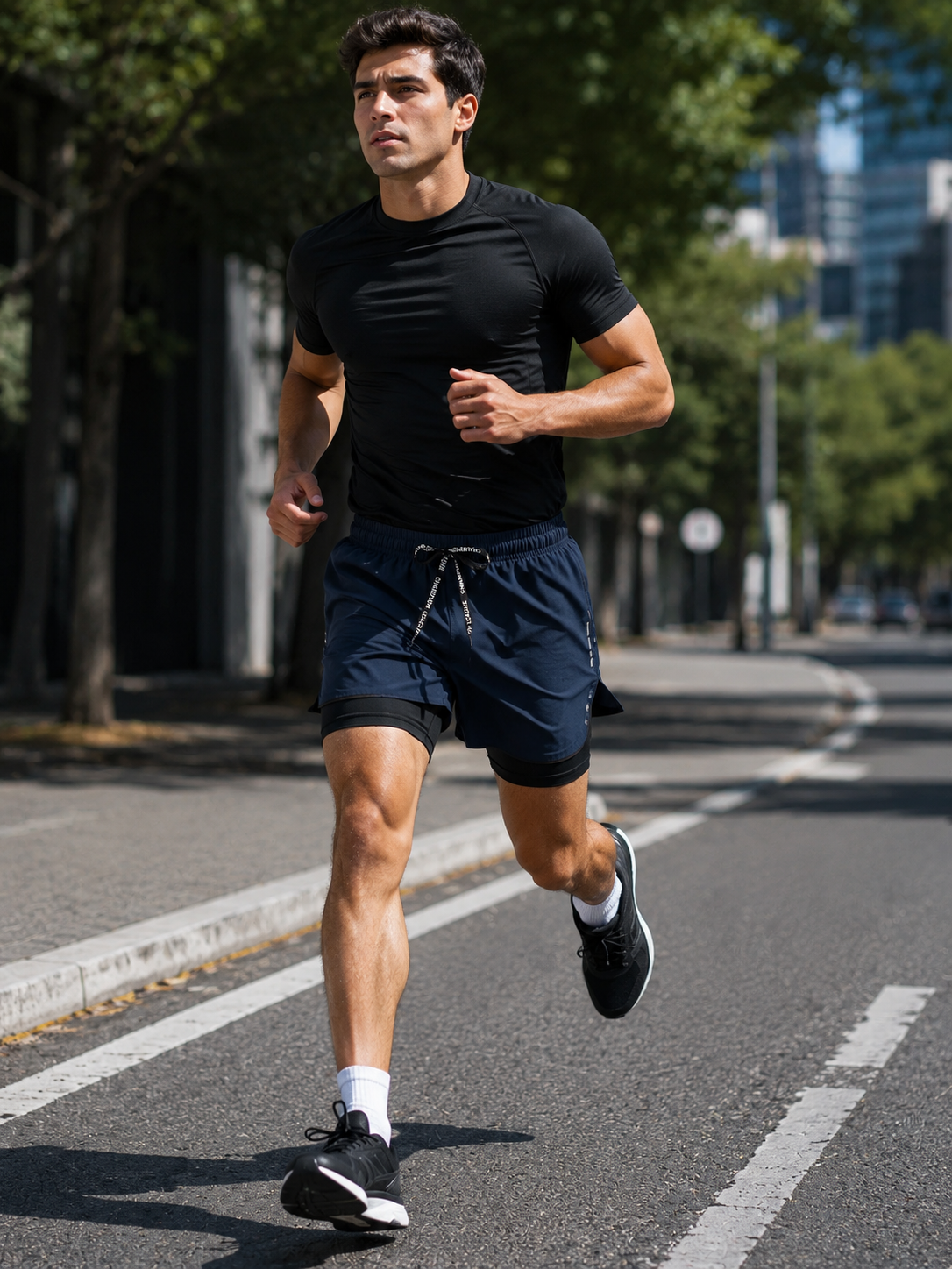 Short Masculino 2 em 1 para Corrida e Treino, Secagem Rápida