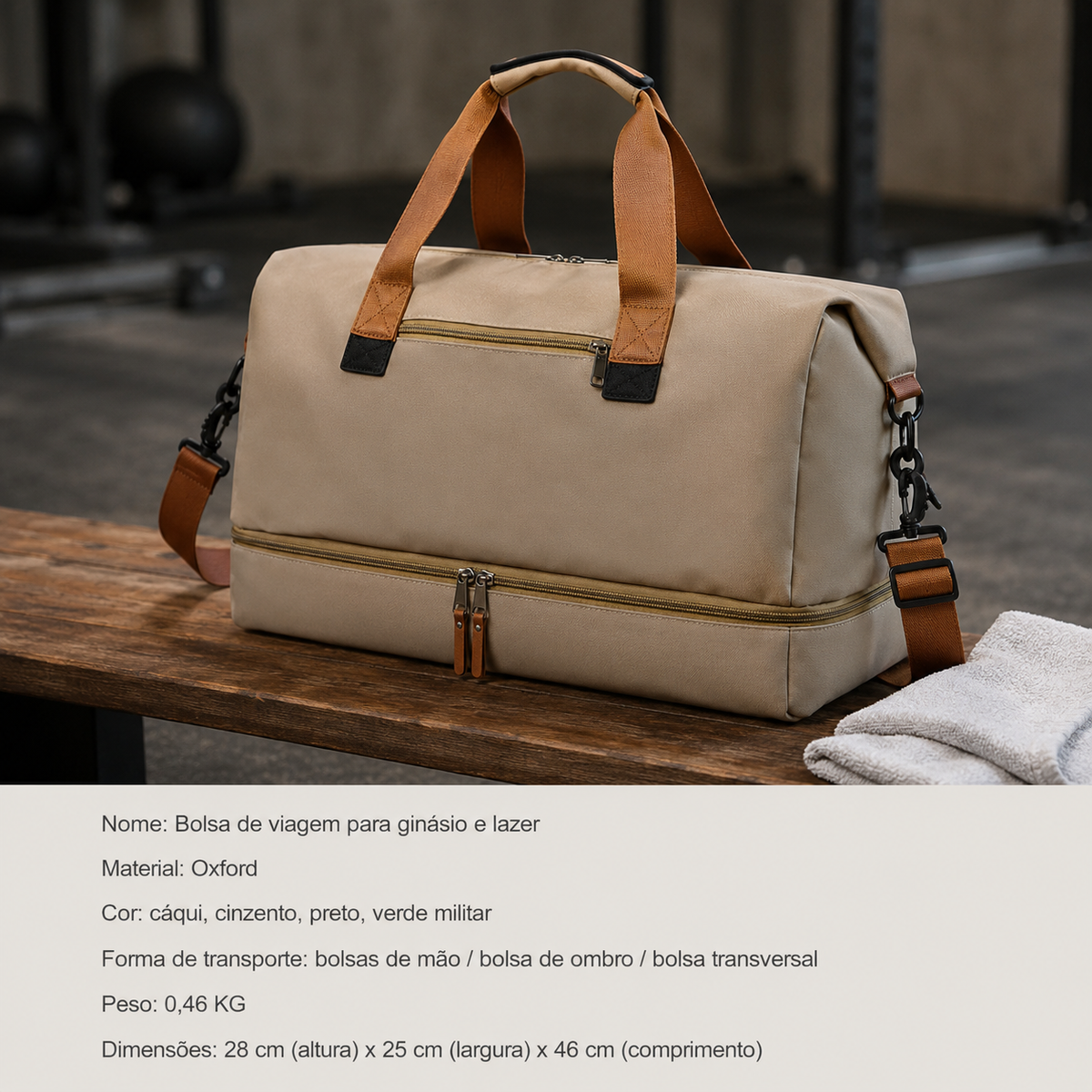 Mala de Ginásio Portátil Multifuncional Crossbody