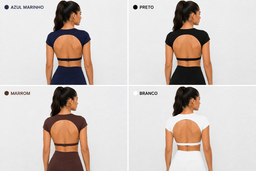 Top Desportivo Feminino Costas Abertas