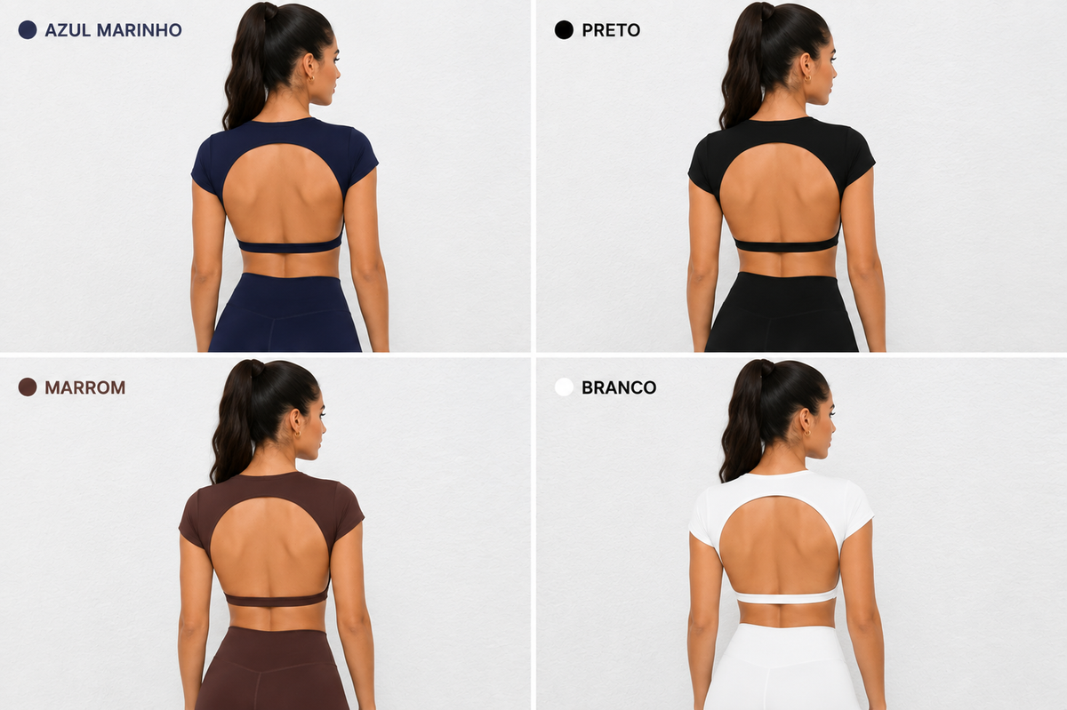 Top Desportivo Feminino Costas Abertas