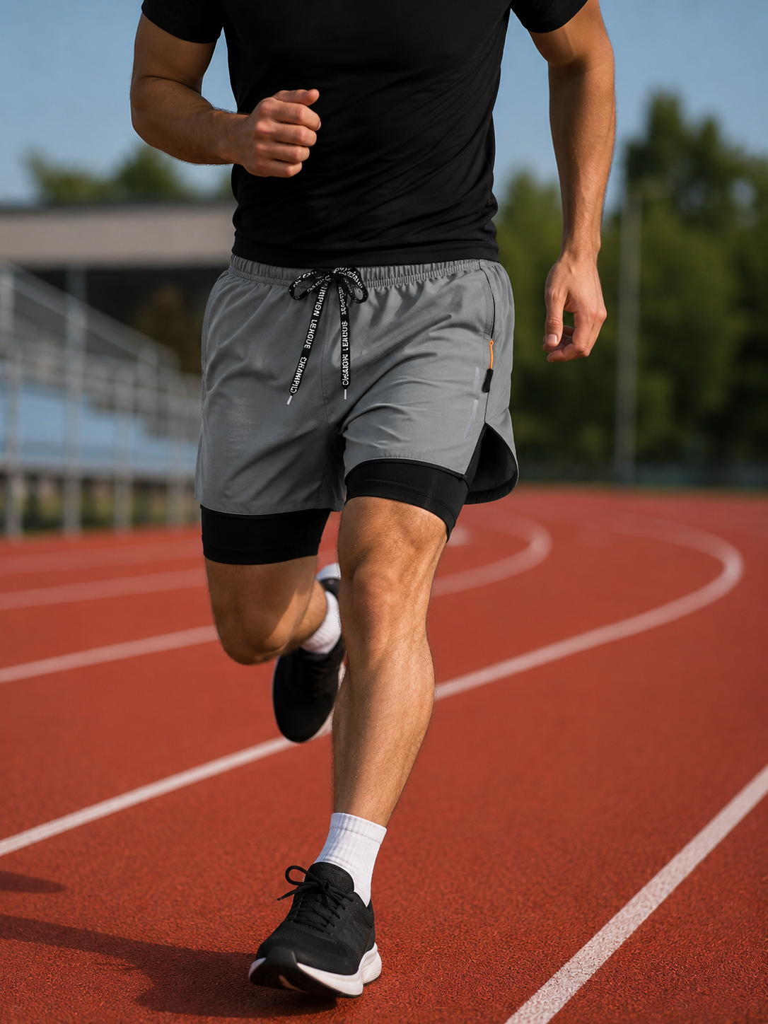 Short Masculino 2 em 1 para Corrida e Treino, Secagem Rápida