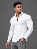 Camisa de Compressão Masculina Gola Alta com Zíper Manga Comprida