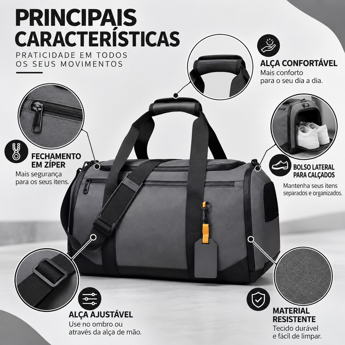 Mala de Ginásio e Viagem Grande Masculina