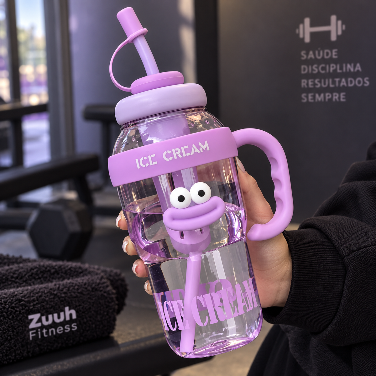 Garrafa de Água 1,1L Design Fofo com Palhinha