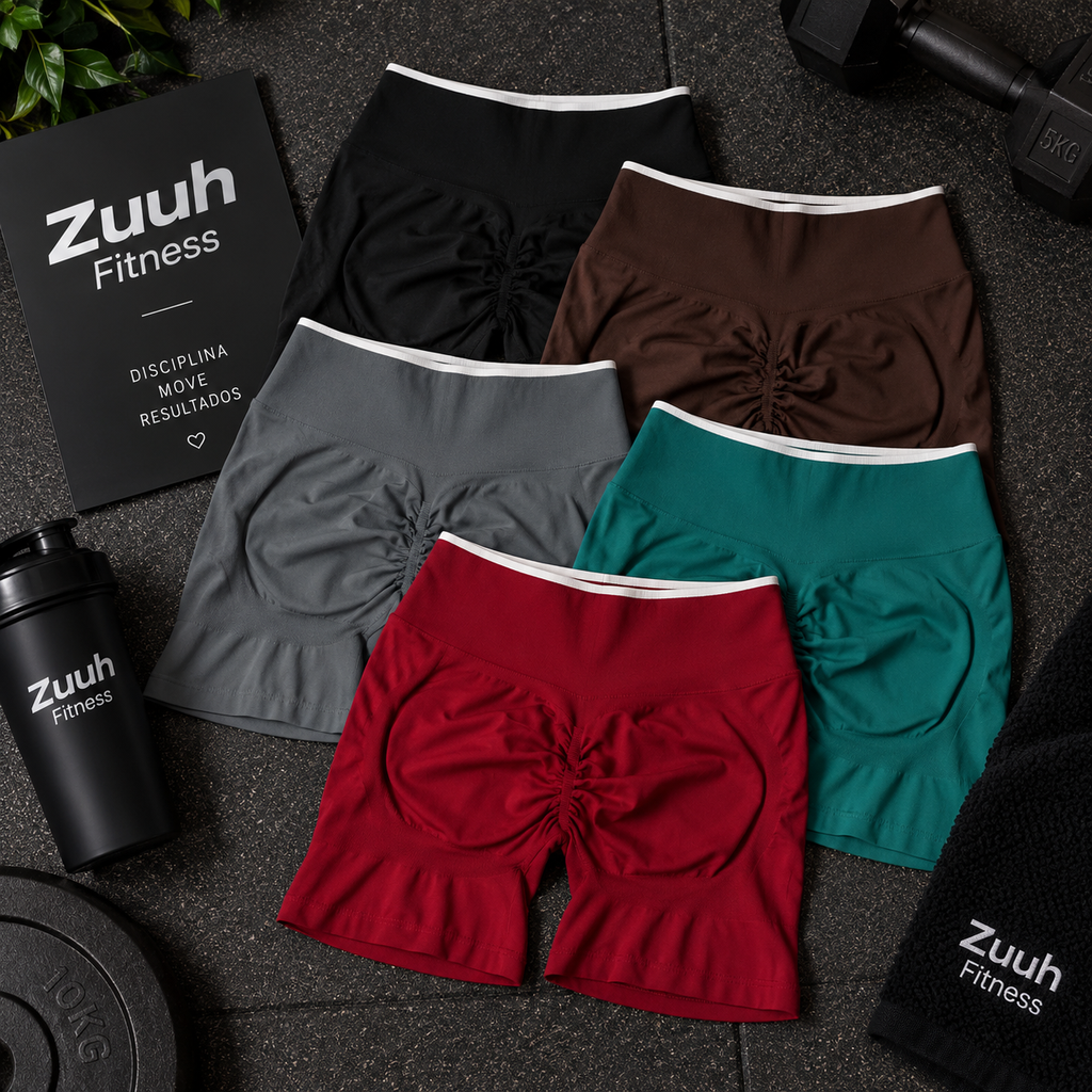 Short Fitness Feminino Cintura Alta Sem Costura