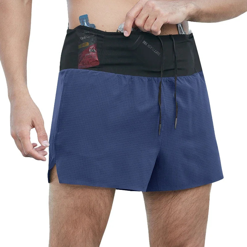 Short Masculino de Corrida com Múltiplos Bolsos, Secagem Rápida