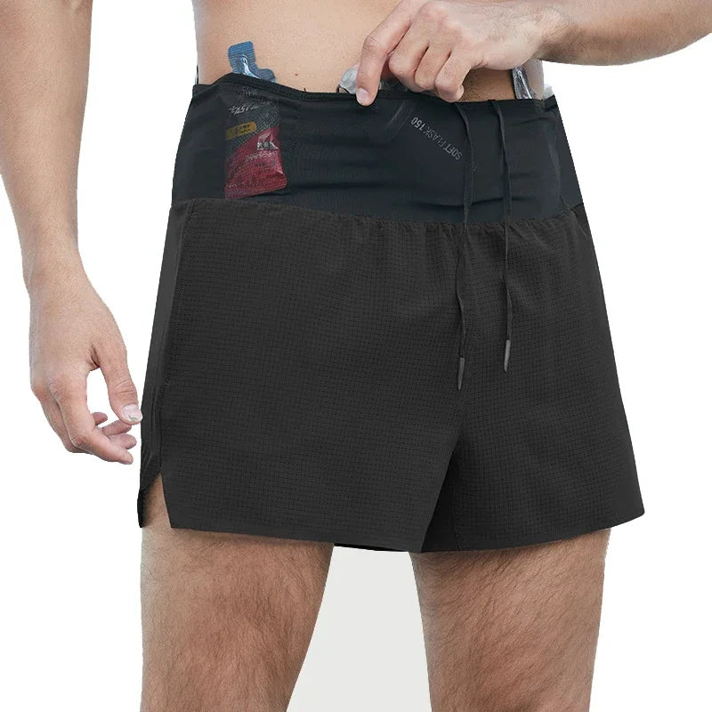 Short Masculino de Corrida com Múltiplos Bolsos, Secagem Rápida